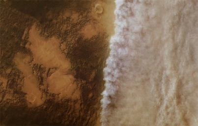 Muestran imágenes de tormenta de polvo en Marte el chiltepin